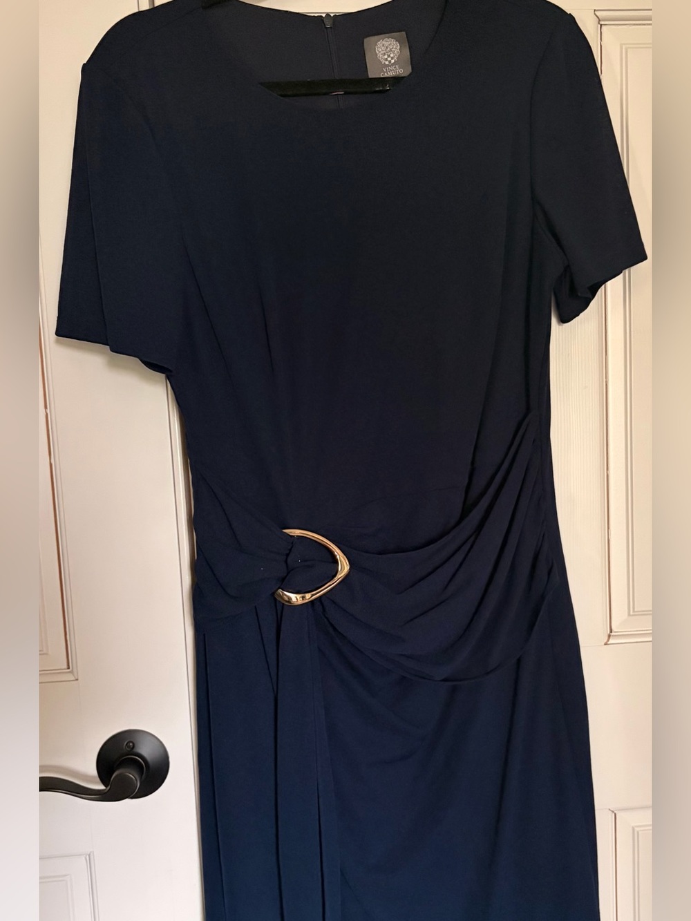 Vince Camuto Navy Midi Sheath Dress